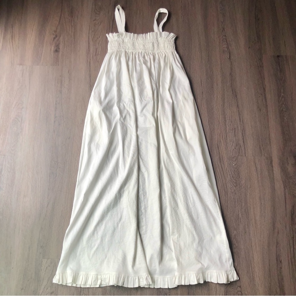 AVAVAV Smocked Midi Dress Size S White Avant-Garde Streetwear Farmhouse Peasant - Picture 2 of 9